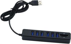 img 4 attached to Cotchear High-Speed USB 2.0 Multi-Port Hub with 6 Ports, TF/SD Card Reader - All in One PC Computer Accessories (Black)