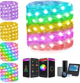 img 4 attached to 🎵 Alexa 16ft 50 LED String Lights: App-controlled, Waterproof, Music Sync - Perfect for Xmas Bedroom Indoor Decor with Google Home and RGB Color Changing Fairy Light