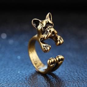 img 2 attached to Punk Bulldog Dog Open Band Ring in Unisex 🐶 S925 Sterling Silver Plating & 18K Gold Plating, Size Adjustable