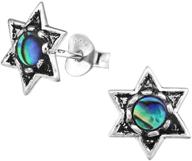 🐚 abalone sterling silver 925 nickel-free star of david stud earrings - 9mm (e30784) logo