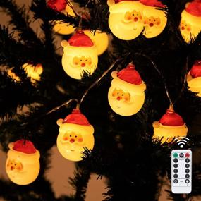 img 4 attached to Aoliy Christmas Santa Head Light: 10ft 20 LED Battery Operated Xmas Tree 🎅 String Lights with Festive Indoor Outdoor Decor - Perfect for Home, Garden, and Party!