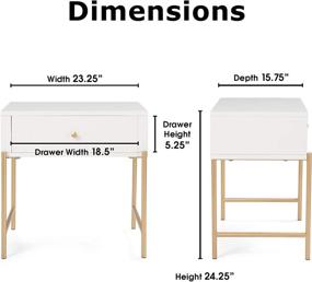 img 2 attached to Adore Decor Jupiter Side Table: Modern Mid-Century Accent Furniture with Drawer, Gold-Plated Legs, Easy Assembly