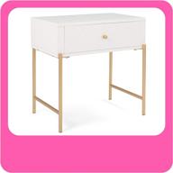 adore decor jupiter side table: modern mid-century accent furniture with drawer, gold-plated legs, easy assembly logo