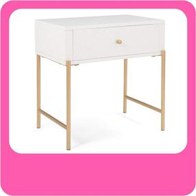 img 4 attached to Adore Decor Jupiter Side Table: Modern Mid-Century Accent Furniture with Drawer, Gold-Plated Legs, Easy Assembly