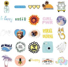 img 1 attached to 🌊 Waterproof Vinyl Stickers Pack for Laptop, Water Bottles | VSCO Teen Girls Stickers Trendy Cute Designs