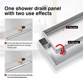 img 2 attached to SaniteModar 24-inch Linear Shower Drain with 2-in-1 Tile Insert Cover - Brushed 304 Stainless Steel, Hair Strainer, Adjustable Feet for Enhanced Leveling