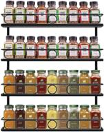 🍴 farmhouse style 4-tier hanging spice racks for wall mount, cabinet, or pantry door - black seasoning organizer ideal for kitchen organization logo