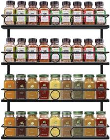 img 4 attached to 🍴 Farmhouse Style 4-Tier Hanging Spice Racks for Wall Mount, Cabinet, or Pantry Door - Black Seasoning Organizer ideal for Kitchen Organization