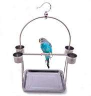 🐦 bird platform playground: stainless steel perch gym stand with food bowls for parrot macaw african grey budgies parakeet conure cage exercise toy логотип