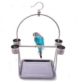 img 4 attached to 🐦 Bird Platform Playground: Stainless Steel Perch Gym Stand with Food Bowls for Parrot Macaw African Grey Budgies Parakeet Conure Cage Exercise Toy