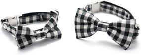 img 2 attached to 🐾 United Pups Black Gingham Plaid Collar with Bow Tie and Leash – a Contemporary Take on Modern Pups