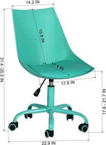 img 1 attached to Height Adjustable Swivel PU Leather Green Home Office Desk Computer Chair - Fashion Ergonomic Task Working Chair with Wheels