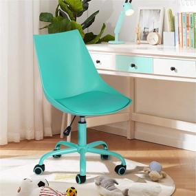 img 3 attached to Height Adjustable Swivel PU Leather Green Home Office Desk Computer Chair - Fashion Ergonomic Task Working Chair with Wheels