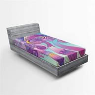 🔮 ambesonne crazy art fitted sheet, modern interpretation of cartoon magic mushrooms with trippy design, soft decorative fabric bedding, twin size, purple teal logo