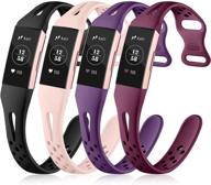 🔆 nofeda slim bands: best fitbit charge 3/4/se replacement wristband for women & men - soft, breathable tpu sport band in black/pink sand/purple/wine red logo