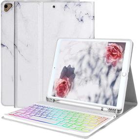 img 4 attached to 📱 2021 New iPad 9th Gen Keyboard Case 10.2 Inch / 2020 8th Gen / 2019 7th Gen, 7 Colors Backlit Keyboard Case for iPad 10.2 Inch / iPad Air 3 10.5 Inch (3rd Gen) / iPad Pro 10.5 Inch, Pencil Holder Included - White