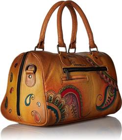 img 3 attached to 👜 Anna by Anuschka Women's Genuine Leather Satchel: Hand-Painted Original Artwork with Zip-Around Design