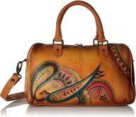 👜 anna by anuschka women's genuine leather satchel: hand-painted original artwork with zip-around design logo