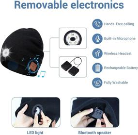 img 1 attached to 🎧 TOUCH TWO Beanie Bluetooth Hat: LED Light Wireless Musical Knitted Cap for Running, Hiking, Jogging - Black