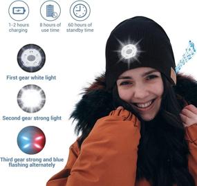 img 2 attached to 🎧 TOUCH TWO Beanie Bluetooth Hat: LED Light Wireless Musical Knitted Cap for Running, Hiking, Jogging - Black