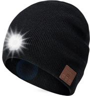 🎧 touch two beanie bluetooth hat: led light wireless musical knitted cap for running, hiking, jogging - black logo