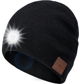 img 4 attached to 🎧 TOUCH TWO Beanie Bluetooth Hat: LED Light Wireless Musical Knitted Cap for Running, Hiking, Jogging - Black