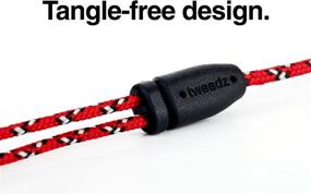 img 1 attached to Tweedz Red Earbuds: Durable, Tangle-Free In Ear Stereo Headphones with Noise Isolating Ear Buds and 100% Nylon Braided Fabric Wrapped Cords