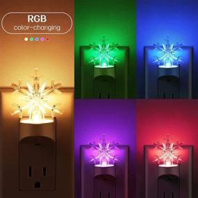 img 2 attached to Color-Changing Snowflake LED Night Light 3 Pack - RGBW Plug in Nightlight with Dusk to Dawn Sensor, Ideal for Bedroom, Bathroom, Hallway, Winter, Christmas, Party, Commercial Wall Decorations - Perfect Gift