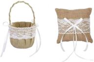 🌸 3-piece or 4-piece burlap wedding guest book and pen set with flower girl basket and ring pillow (burlap) logo