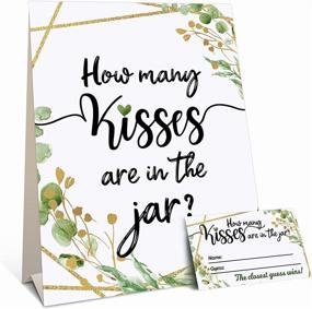 img 3 attached to How Many Kisses Game - Greenery Baby Shower or Bridal Shower Games (Includes Sign and 30 Cards)
