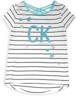 calvin klein strappy stripe xl16 girls' clothing and tops, tees & blouses logo