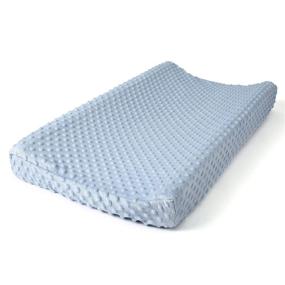 img 4 attached to 👶 Waterproof and Ultra Soft Porune Baby Changing Pad Cover - Comfortable Velvet Minky Dot Diaper Changing Table Covers for Baby Girls and Boys - Fits 32”x16” Pads - Baby Blue