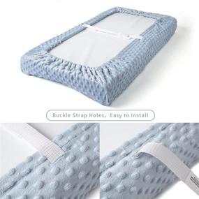 img 3 attached to 👶 Waterproof and Ultra Soft Porune Baby Changing Pad Cover - Comfortable Velvet Minky Dot Diaper Changing Table Covers for Baby Girls and Boys - Fits 32”x16” Pads - Baby Blue