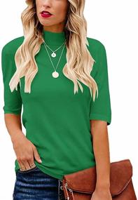 img 4 attached to 👚 Lacozy Women's Mock Turtle Neck Half Sleeve T-Shirt: Slim Fit & Cute Plain Design