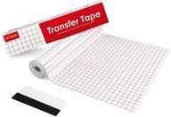 📦 stobok vinyl transfer tape - 12&#34; x 50 ft with red alignment grid, clear roll for easy application of adhesive vinyl decals, signs, windows, and stickers logo