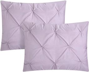 img 2 attached to 🛏️ Chic Home Hannah Queen Comforter Set - 10 Piece Pinch Pleated Ruffled Pintuck Bedding with Sheet Set, Decorative Pillows, and Shams - Lavender