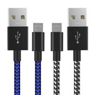 🔌 10ft 2 pack nylon braided extra long micro usb 2.0 high speed data sync cord for ps4 controller charger and android phones - compatible with playstation 4, ps4 slim/pro, xbox one s/x controller logo