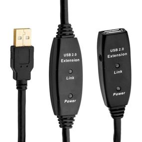 img 1 attached to 🔌 MutecPower 65ft Активный удлинитель USB-кабеля 2.0 Мужской к Женскому с 2 чипсетами удлинителя и усилителем сигнала - Активный повторительный кабель 20 м / 65 футов (поставляется с блоком питания)