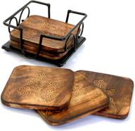 🍵 stonkraft coffee coaster set with wooden coasters логотип