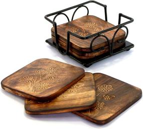 img 3 attached to 🍵 StonKraft Coffee Coaster Set with Wooden Coasters