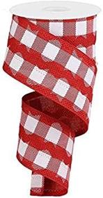 img 1 attached to 🎀 Red & White Plaid Canvas Wired Edge Ribbon with 10 Yards of RIC Rac – 2.5-inch Width