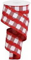 🎀 red & white plaid canvas wired edge ribbon with 10 yards of ric rac – 2.5-inch width logo