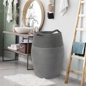 img 1 attached to 🧺 EXTRA Large Woven Cotton Rope Laundry Hamper with Handles - Decorative Storage Basket for Dirty Clothes in Bedroom or Nursery