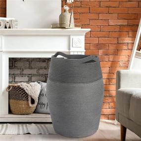 img 3 attached to 🧺 EXTRA Large Woven Cotton Rope Laundry Hamper with Handles - Decorative Storage Basket for Dirty Clothes in Bedroom or Nursery