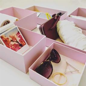 img 1 attached to 🎀 Happibox Hikidashi 3-Piece Dresser Drawer Organizer Set - Clothes Storage Box with Lid - Clothing and Desk Drawer Organizer - Decorative Organizing Bin - Memory Box - Cardboard Material (Pink)