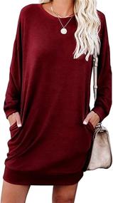 img 4 attached to 👗 LuckyMore Women's Lightweight Sweatshirt Dress with Pockets - Casual Long Sleeve Crewneck Tunic Tops for Comfort and Style