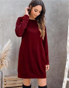 img 2 attached to 👗 LuckyMore Women's Lightweight Sweatshirt Dress with Pockets - Casual Long Sleeve Crewneck Tunic Tops for Comfort and Style