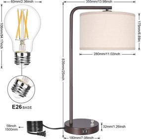 img 3 attached to 💡 Modern Side Table Lamp with Dual USB Ports and Dimming Function - Perfect for Bedroom, Living Room, Study Room, Office - Includes Linen Lampshade and 8W 2700K LED Edison Bulb