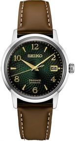 img 3 attached to 🕰️ Seiko Presage SRPE45: Зеленый циферблат, коричневый кожаный автоматический мужской часы - Элегантная вещица с вечным обаянием.