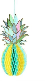 img 1 attached to 🍍 Vibrant Paper Pineapple Honeycomb Hanging Decor Set for Tropical Hawaiian Luau Party, Wedding Home Decor & Favors - Includes 3 Multicolored Pieces